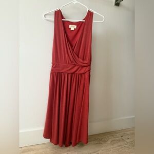 Maeve by Anthropologie deep-orange ribbed modal sleeveless midi dress